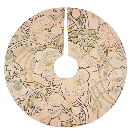 Alfonse Mucha Art Nouveau Peonies Kerstboom Rok (Voorkant)