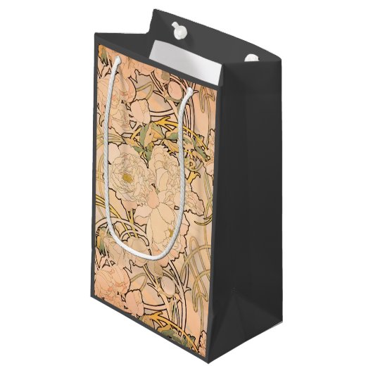 Alfonse Mucha Art Nouveau Peonies Klein Cadeauzakje (Voorkant Gekanteld)