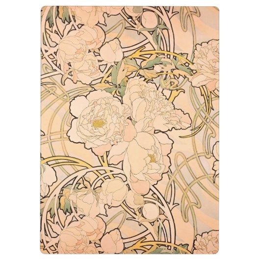 Alfonse Mucha Art Nouveau Peonies Klembord (Achterkant)
