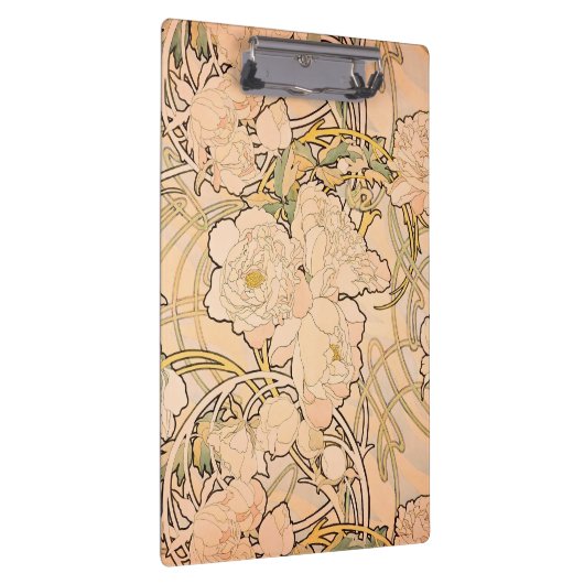 Alfonse Mucha Art Nouveau Peonies Klembord (Rechts)
