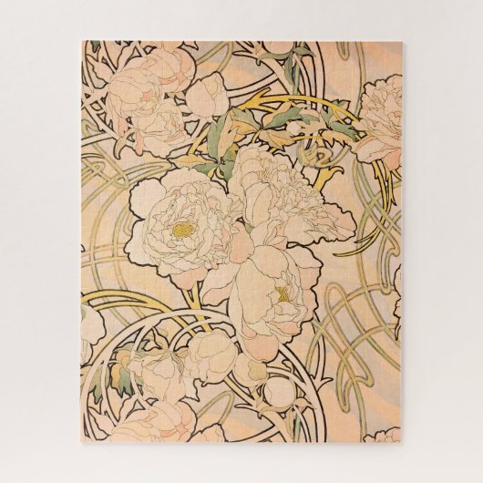Alfonse Mucha Art Nouveau Peonies Legpuzzel (Verticaal)