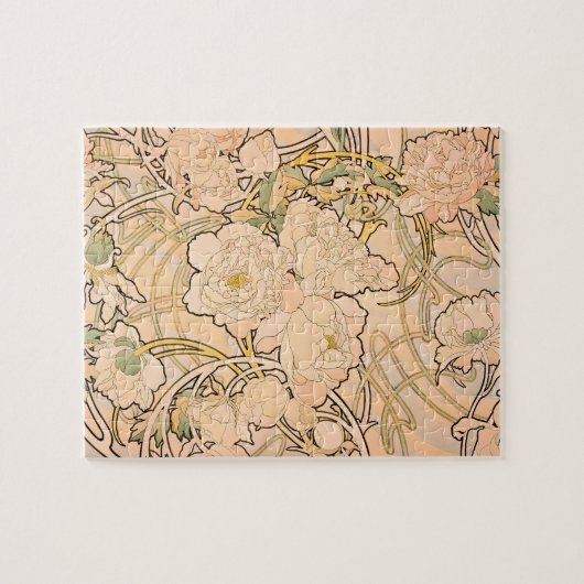 Alfonse Mucha Art Nouveau Peonies Legpuzzel (Horizontaal)