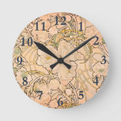 Alfonse Mucha Art Nouveau Peonies Ronde Klok (Voorkant)