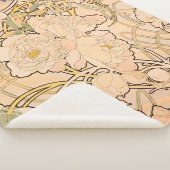 Alfonse Mucha Art Nouveau Peonies Sherpa Deken (3/4)