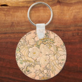 Alfonse Mucha Art Nouveau Peonies Sleutelhanger (Voorkant)