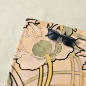 Alfonse Mucha Art Nouveau Peonies Strandlaken (In situ)