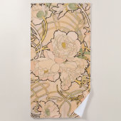 Alfonse Mucha Art Nouveau Peonies Strandlaken (Voorkant)