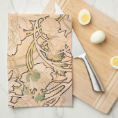 Alfonse Mucha Art Nouveau Peonies Theedoek (Quarter Fold)