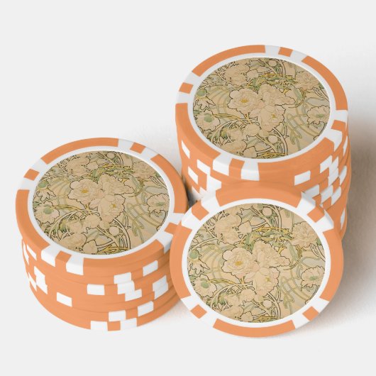 Alfonse Mucha Art Nouveau Pioenen Botanische Kunst Poker Chips (Opstapeling)