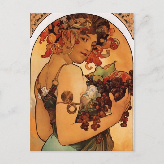 Alfonse Mucha Fruit Briefkaart (Voorkant)