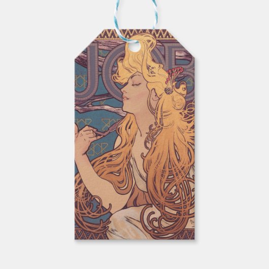 Alfonse Mucha Job Art Nouveau vrouw Cadeaulabel (Voorkant)