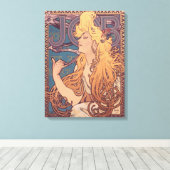 Alfonse Mucha Job Art Nouveau vrouw Canvas Afdruk (Insitu (Houten vloer))