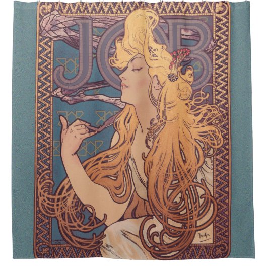 Alfonse Mucha Job Art Nouveau vrouw Douchegordijn (Voorkant)