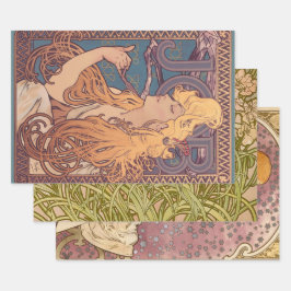 Alfonse Mucha Job Art Nouveau vrouw Inpakpapier Vel