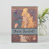Alfonse Mucha Job Art Nouveau vrouw Kaart (Staand voorkant)