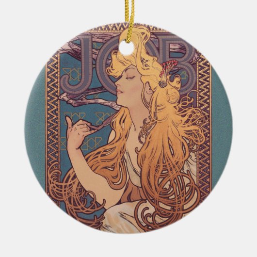 Alfonse Mucha Job Art Nouveau vrouw Keramisch Ornament (Voorkant)