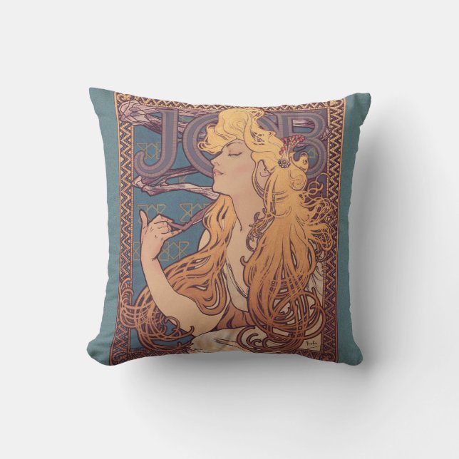 Alfonse Mucha Job Art Nouveau vrouw Kussen (Voorkant)