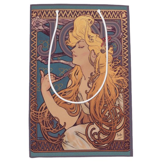 Alfonse Mucha Job Art Nouveau vrouw Medium Cadeauzakje (Voorkant)