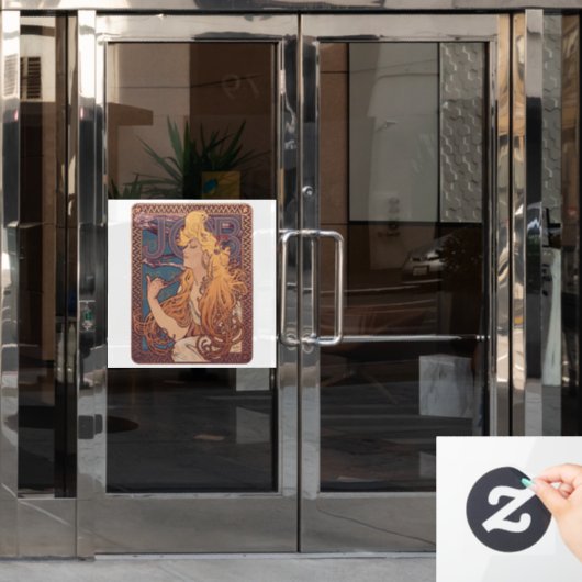 Alfonse Mucha Job Art Nouveau vrouw Raamsticker (Kantoordeur)
