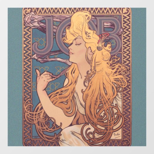 Alfonse Mucha Job Art Nouveau vrouw Raamsticker (Vel)
