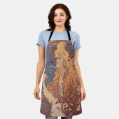 Alfonse Mucha Job Art Nouveau vrouw Schort (Gedragen)