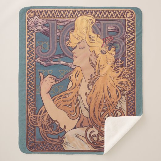 Alfonse Mucha Job Art Nouveau vrouw Sherpa Deken (Voorkant)