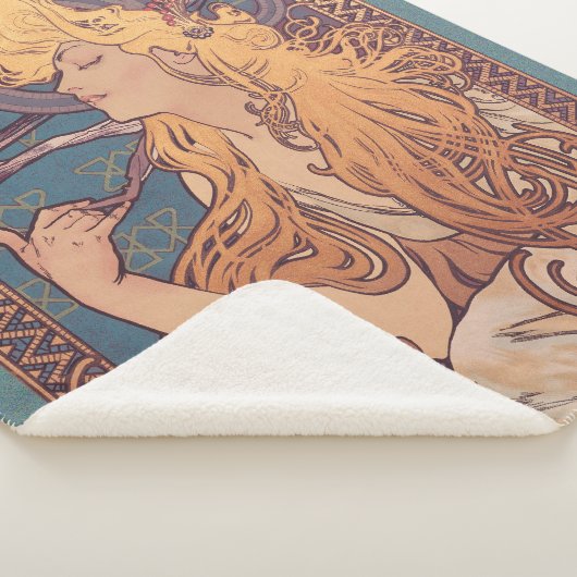 Alfonse Mucha Job Art Nouveau vrouw Sherpa Deken (3/4)