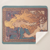 Alfonse Mucha Job Art Nouveau vrouw Sherpa Deken (Voorkant (horizontaal))