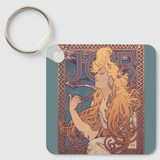 Alfonse Mucha Job Art Nouveau vrouw Sleutelhanger (Voorkant)