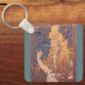 Alfonse Mucha Job Art Nouveau vrouw Sleutelhanger (Voorkant)