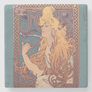 Alfonse Mucha Job Art Nouveau vrouw Stenen Onderzetter