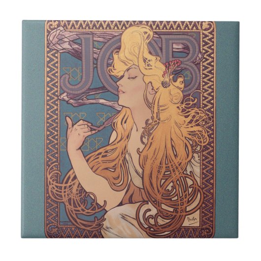 Alfonse Mucha Job Art Nouveau vrouw Tegeltje (Voorkant)