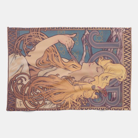 Alfonse Mucha Job Art Nouveau vrouw Theedoek (Horizontaal)