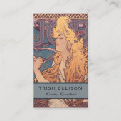Alfonse Mucha Job Art Nouveau vrouw Visitekaartje (Voorkant)