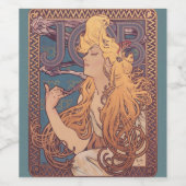 Alfonse Mucha Job Art Nouveau vrouw Wijn Etiket (Enkel label)