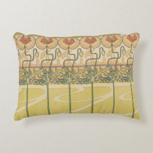 Alfonse Mucha Klaprozen Art Nouveau Bloem Behangse Accent Kussen