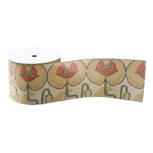 Alfonse Mucha Klaprozen Art Nouveau Bloem Behangse Grosgrain Lint