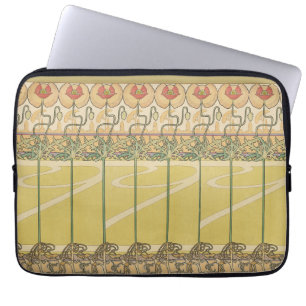 Alfonse Mucha Klaprozen Art Nouveau Bloem Behangse Laptop Sleeve