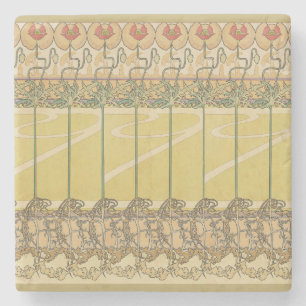 Alfonse Mucha Klaprozen Art Nouveau Bloem Behangse Stenen Onderzetter