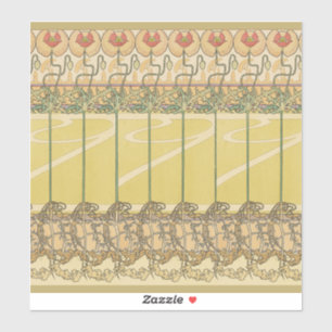 Alfonse Mucha Klaprozen Art Nouveau Bloem Behangse Sticker