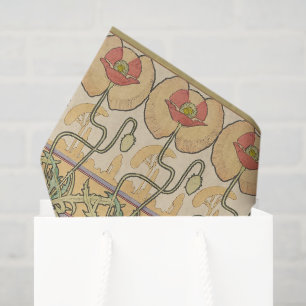 Alfonse Mucha Klaprozen Art Nouveau Bloem Behangse Tissuepapier