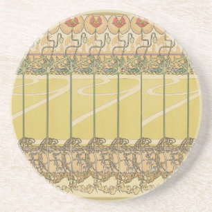 Alfonse Mucha Klaprozen Art Nouveau Bloem Behangse Zandsteen Onderzetter