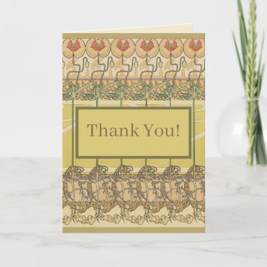 Alfonse Mucha Poppies Art Nouveau Floral Wallpaper Kaart (Voorkant)