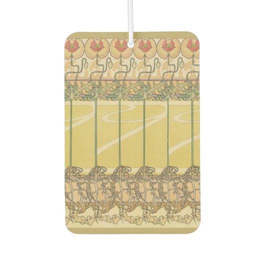 Alfonse Mucha Poppies Art Nouveau Floral Wallpaper Luchtverfrisser (Voorkant)