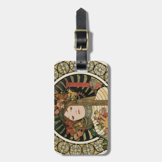 Alfonse Mucha Trappistine Nouveau Bagagelabel (Voorkant verticaal)