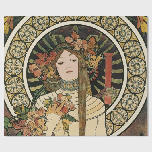 Alfonse Mucha Trappistine Nouveau Cadeaupapier (Vlak)