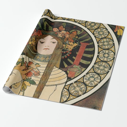 Alfonse Mucha Trappistine Nouveau Cadeaupapier (Uitgerold)