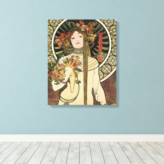 Alfonse Mucha Trappistine Nouveau Canvas Afdruk (Insitu (Houten vloer))