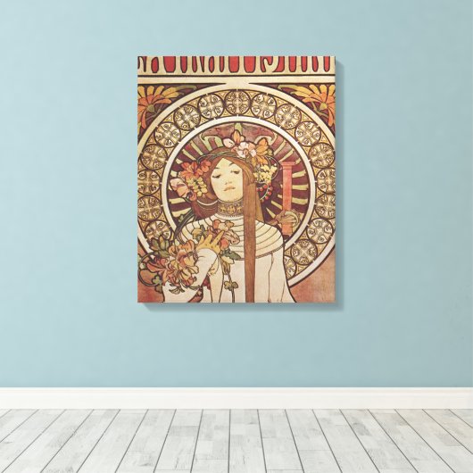 Alfonse Mucha Trappistine Nouveau Canvas Afdruk (Insitu (Houten vloer))