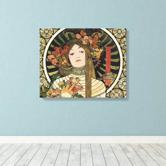 Alfonse Mucha Trappistine Nouveau Canvas Afdruk (Insitu (Houten vloer))